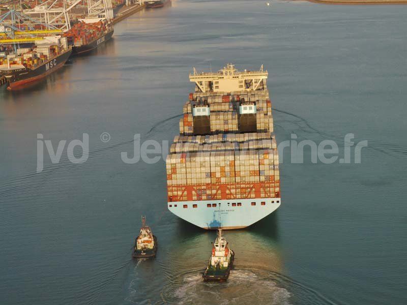 Magleby Maersk. 1ere escale en France au Havre. Photo : Jean-Vincent Dujoncquoy. Jeune Marine ©