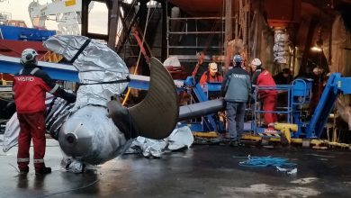 Pose de la ligne d'arbre, ©Ponant