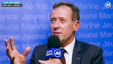 Xavier DUCEPT – Secrétaire Général de la Mer au Studio Jeune Marine aux Assises de l’économie de la mer, La Rochelle 2025 © JM