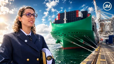 À bord du géant des mers CMA CGM Notre Dame avec Klervi Menec, officier mécanicien © Jeune Marine